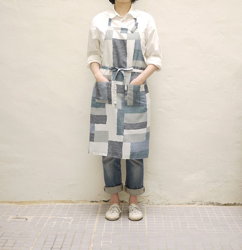 Lippi abstract print linen apron 女生抽象印刷亞麻圍裙 - 圍裙 - 棉．麻 