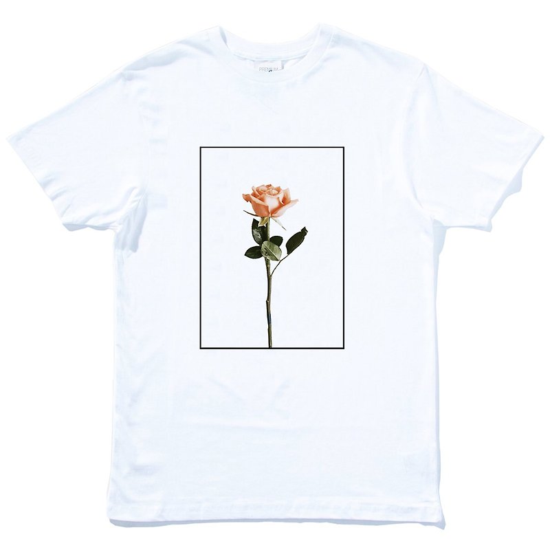 ピンクローズ半袖Tシャツホワイトローズ植物の花ナチュラルギフト春の環境保護 - Tシャツ メンズ - コットン・麻 ホワイト