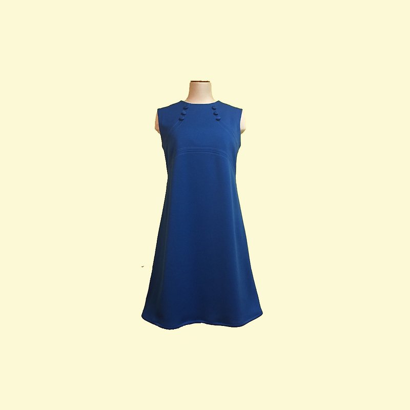 retro one-piece dress isabelle - 洋裝/連身裙 - 聚酯纖維 藍色