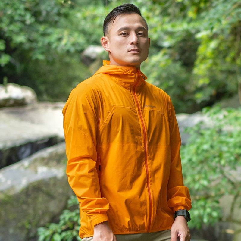 Kinyan 極輕量越野防水連帽外套 男款 亮橘色 - 男夾克/外套 - 聚酯纖維 橘色