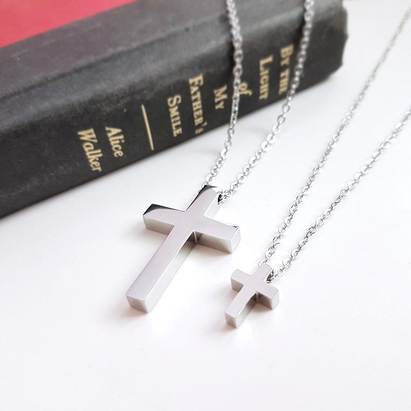 信仰 。十字架白鋼項鍊  不怕水不變色 - 項鍊 - 不鏽鋼 銀色