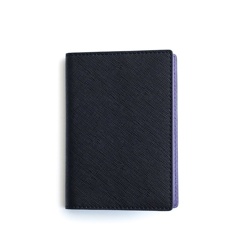 緑青手作りのカスタム革のパスポートホルダー - パスポートケース - 革 ブラック