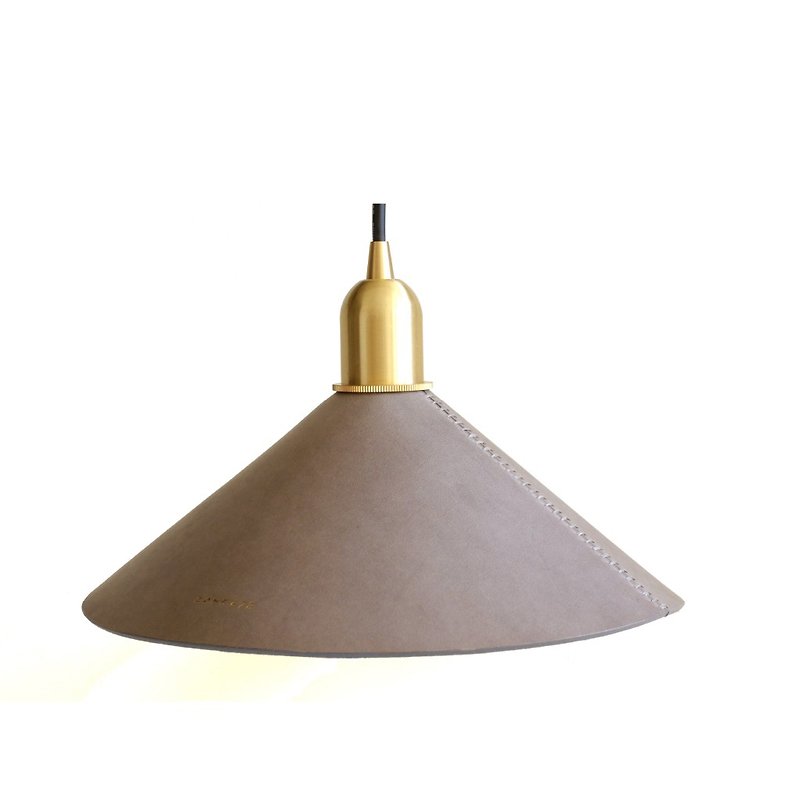 LIGHTING Duet  Leather Lampshade  Vegetable tanned leather - Lighting - Genuine Leather Gray