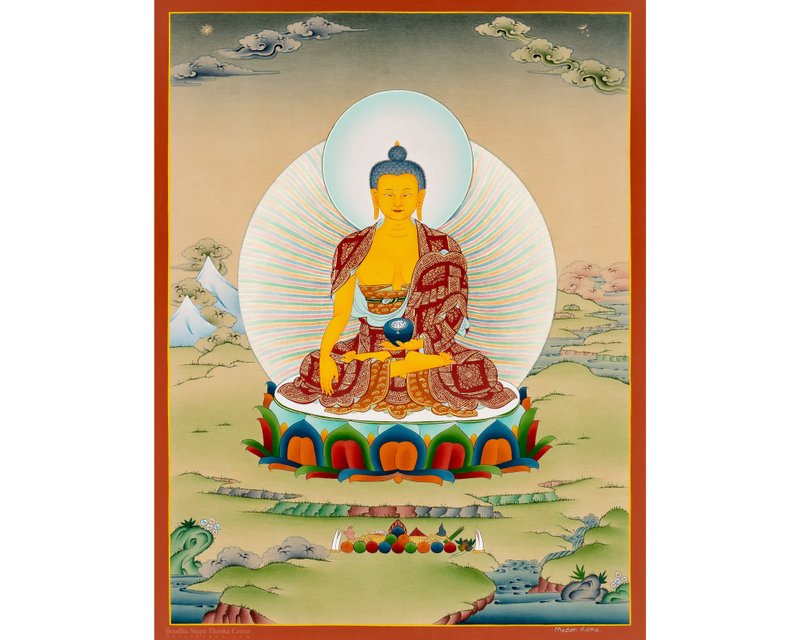 Shakyamuni Buddha Thangka Beautiful Tibetan Art for Spiritual Enlightenment - Wall Décor - Other Materials Multicolor