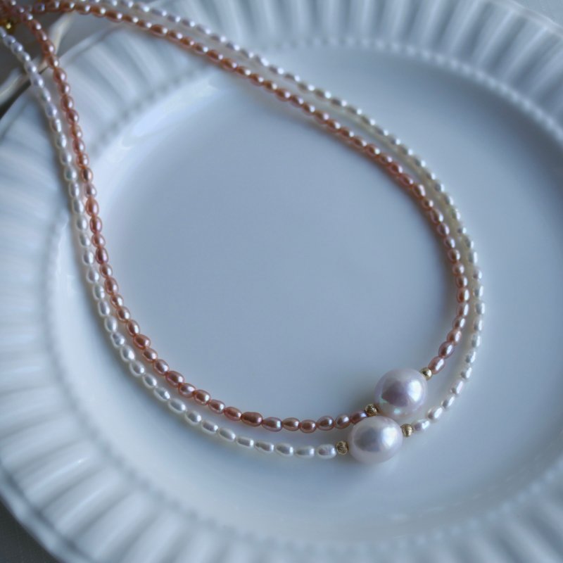 璀璨彗星-粉紫 珍珠項鍊 天然淡水珍珠 巴洛克珍珠 - 項鍊 - 珍珠 