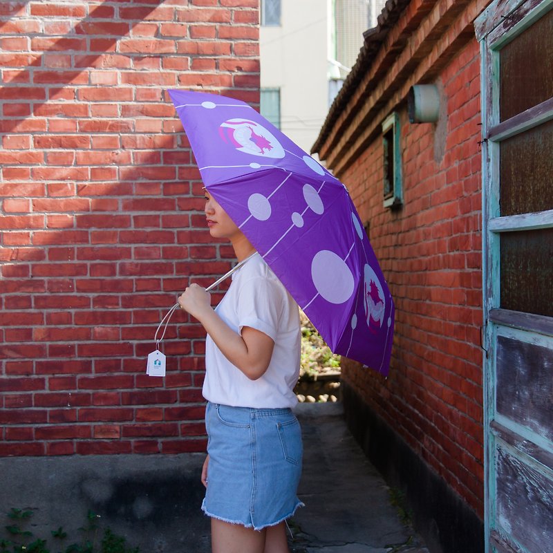 Rainbow House 墜入兔子洞晴雨自動傘-柴郡貓(安全開收) - 雨傘/雨衣 - 防水材質 紫色