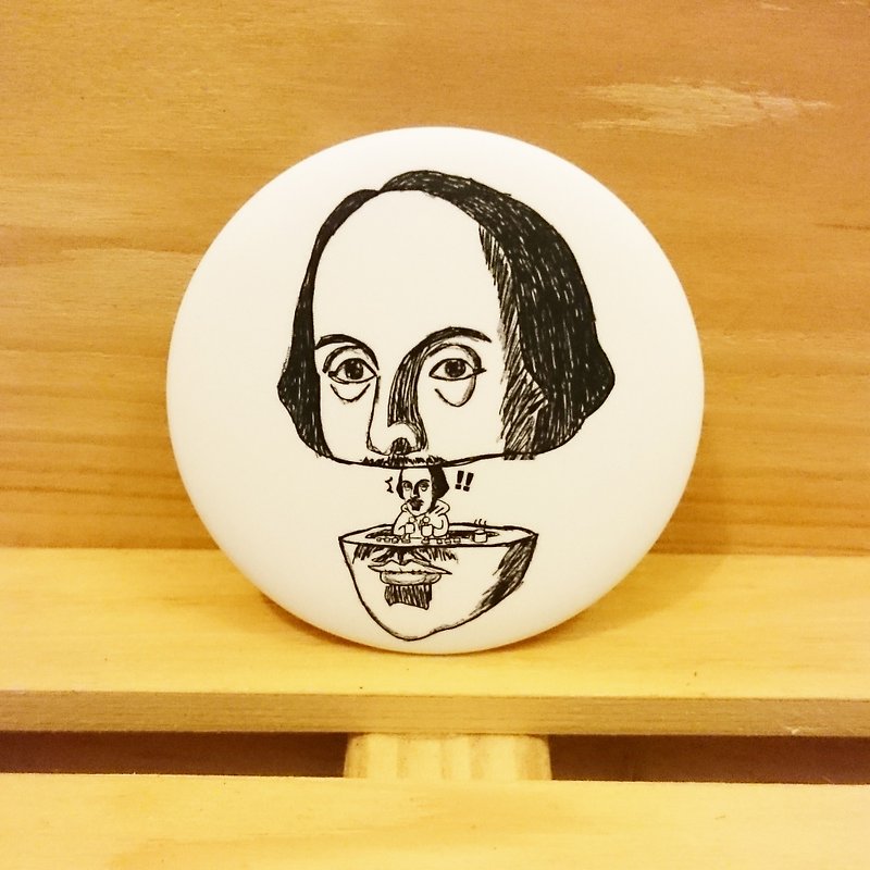 [Mr. Shakespeare secret of secrets] hand-painted wind badge - Brooches - Plastic White