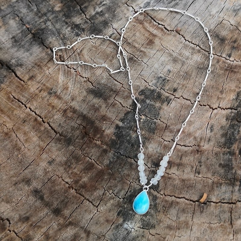 Water Drop Ocean Lalima Sterling Silver Necklace - Necklaces - Gemstone Blue