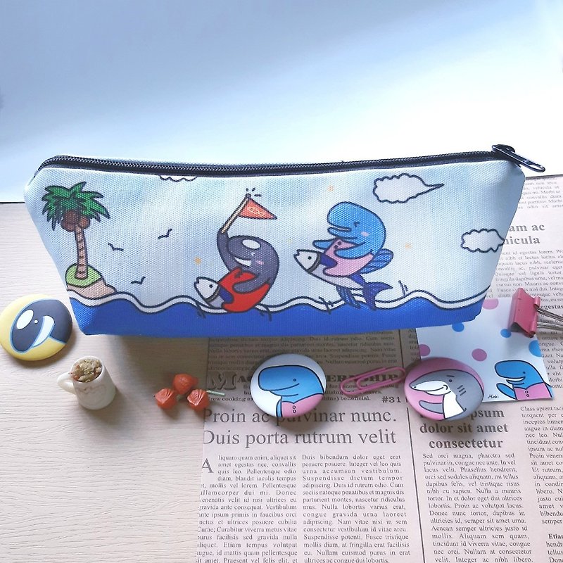 Smile Markey - flying fish pencil bag - กล่องดินสอ/ถุงดินสอ - เส้นใยสังเคราะห์ หลากหลายสี