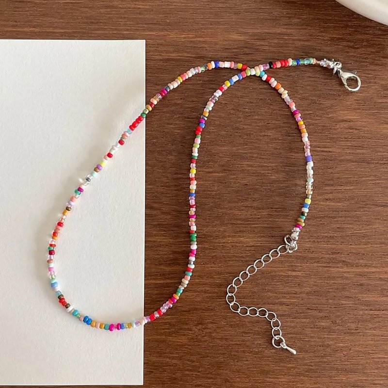 夏日鮮豔串珠項鍊 Summer beads necklace - 項鍊 - 壓克力 多色