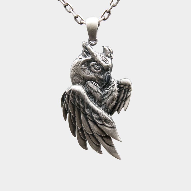 Owl Pendant / DN-2 - สร้อยคอ - เงินแท้ สีเงิน