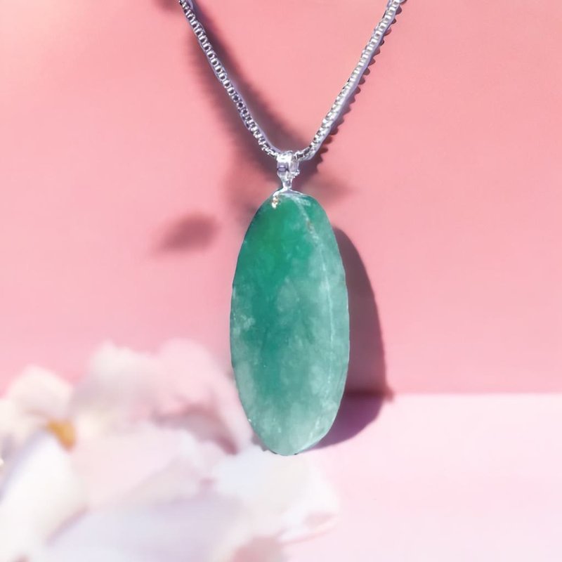 [May Nothing Happen] Ice Green Jadeite Nothing Happens Pendant 18K Gold Pendant | Natural Burmese Jade Grade A Jadeite - Charms - Jade Green