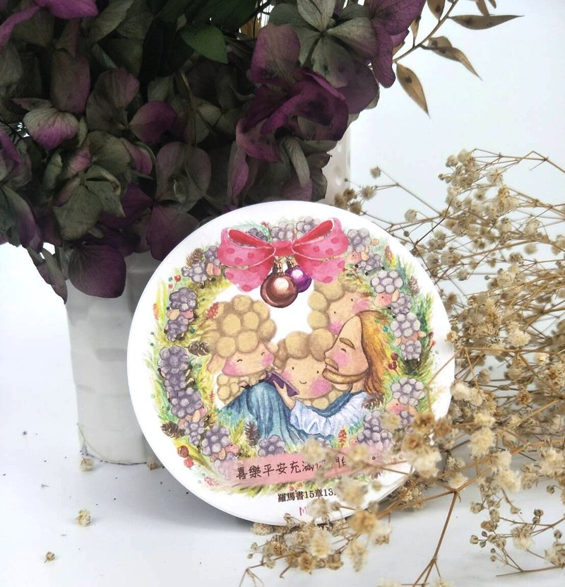 喜樂平安-圓形吸水杯墊-基督禮品-陶瓷吸水杯墊製作-聖誕禮物-交換禮物 - 杯墊 - 陶 多色