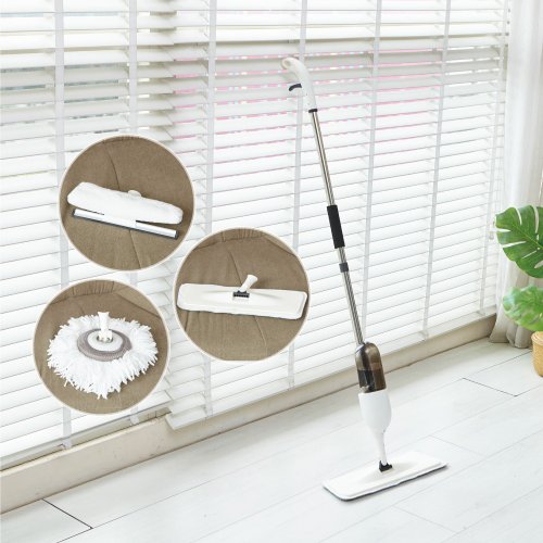 LiFArt 生活家居 乾濕兩用噴霧拖把3件組(平板拖布+棉線拖把頭+刮板棉布2合1)