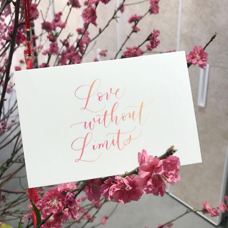 cottontail // Love without Limits // calligraphy postcard - การ์ด/โปสการ์ด - กระดาษ สึชมพู