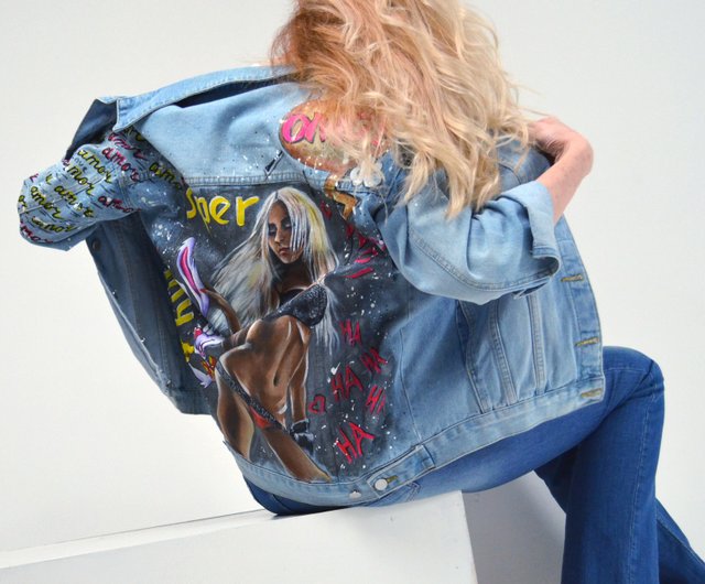 Lola bunny painted jean jackets patch, lola bunny jersey , custom denim  jacket for women, Gift