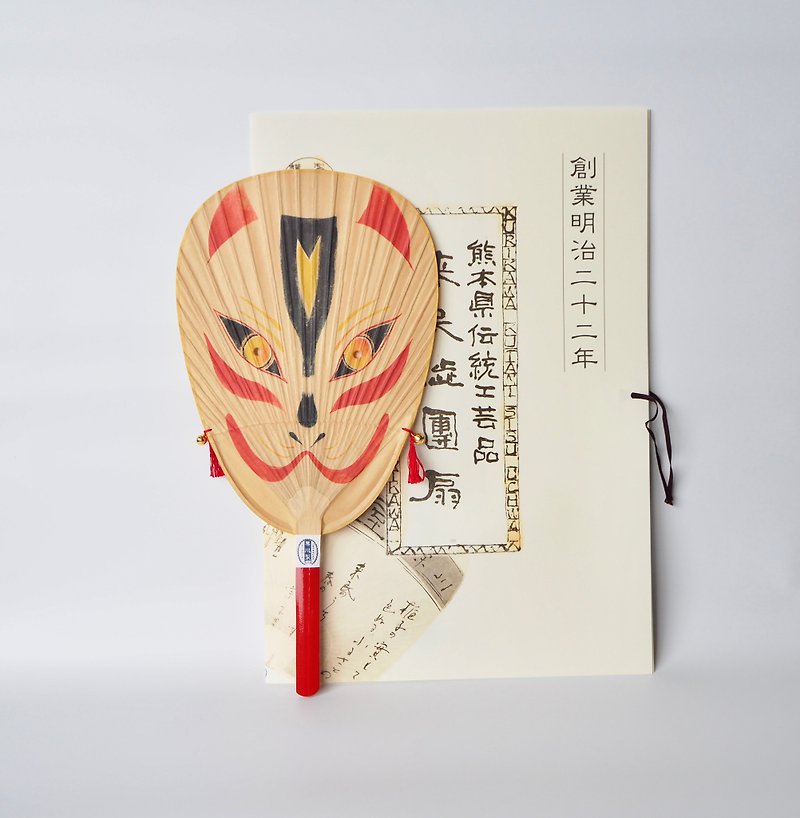 Koban Shibu Uchiwa Fox /Gift - Wood, Bamboo & Paper - Bamboo Khaki