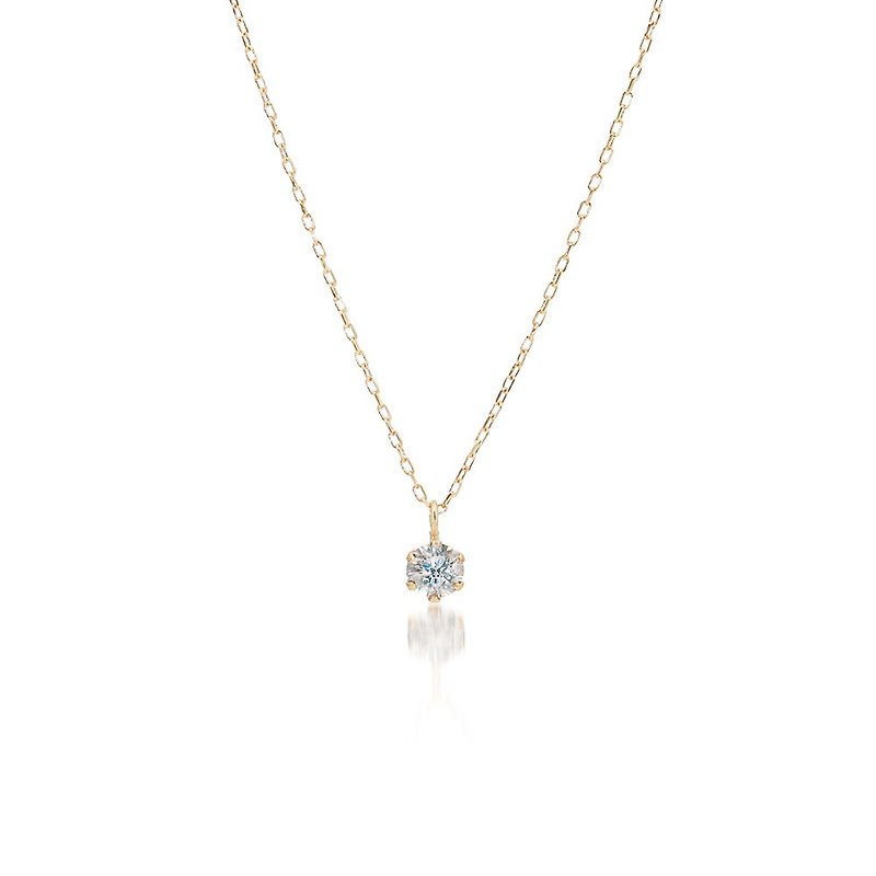 Visel 18K gold 0.10ct six prong solitaire diamond necklace - สร้อยคอ - เครื่องประดับ สีทอง