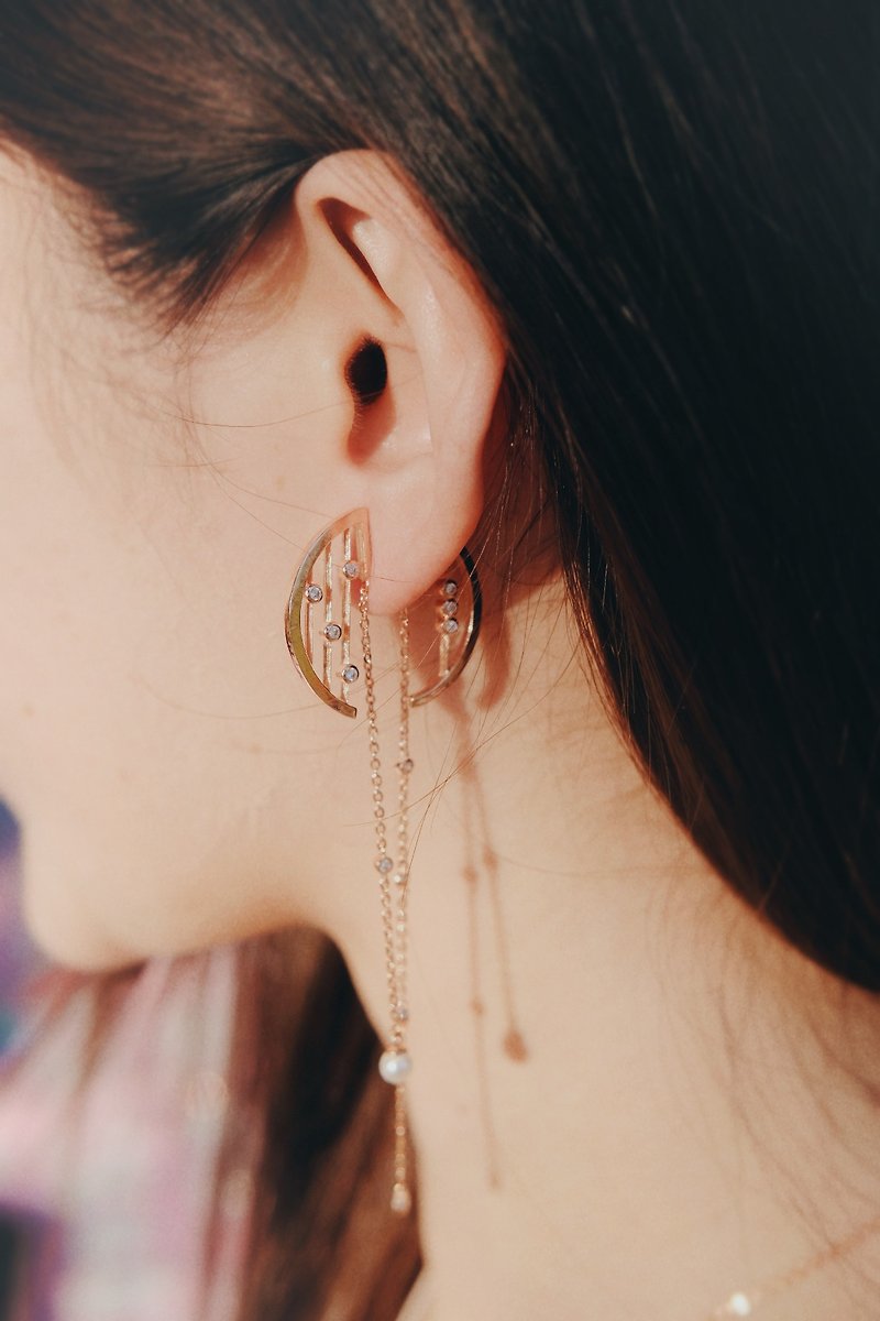 Pearl Collection  珍珠系列 純銀鍍18K金 珍珠耳環 - 耳環/耳夾 - 純銀 銀色