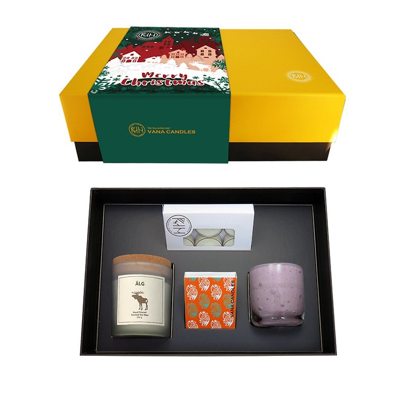 Vana Candles Scented Candle Gift Box Value Set-Shoufu Christmas Edition - เทียน/เชิงเทียน - ขี้ผึ้ง สีเหลือง