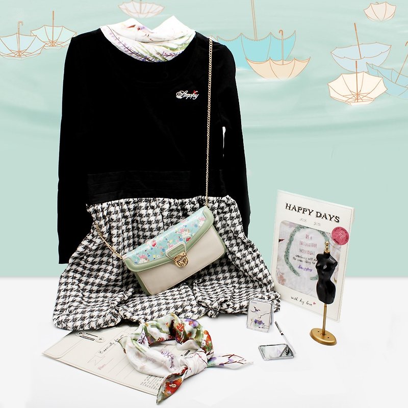 [Anniversary Goody Bag]-Elegant tutu skirt + elegant silk scarf + portable cross-back chain bag - ชุดเดรส - วัสดุอื่นๆ 