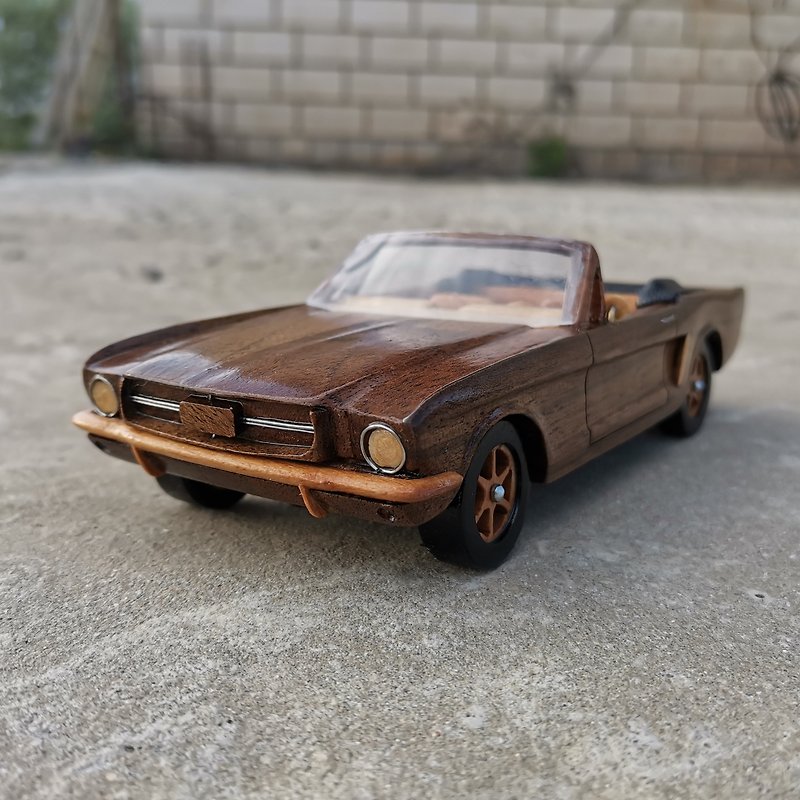 Custom made toy car model Ford Mustang convertible 1965 - Items for Display - Wood 