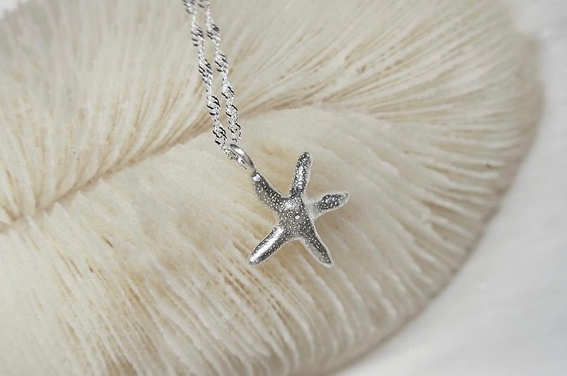 925 Sterling Silver Blue Finger Starfish Necklace - Necklaces - Sterling Silver Silver