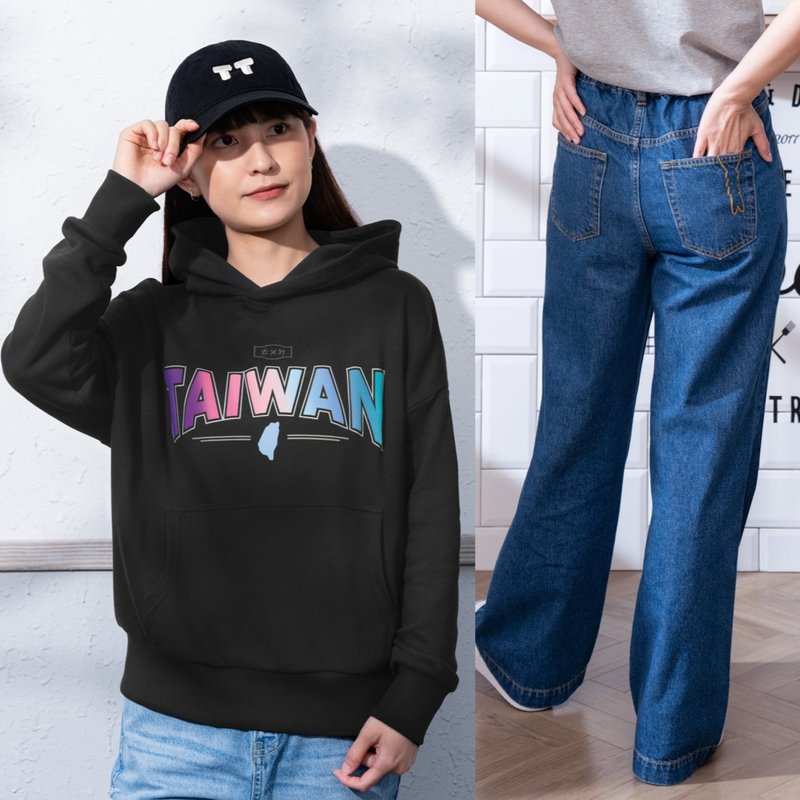 【The Classic Taiwanese Set】(Women's) Original TEAM TAIWAN Hoodie. Wide-Leg Pants in Two Colors. - เสื้อฮู้ด - ผ้าฝ้าย/ผ้าลินิน 