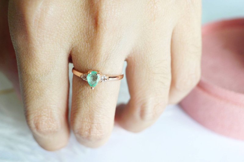 Natural Emerald Silver925 Ring, Gift for her, Birthstone ring - 戒指 - 純銀 綠色