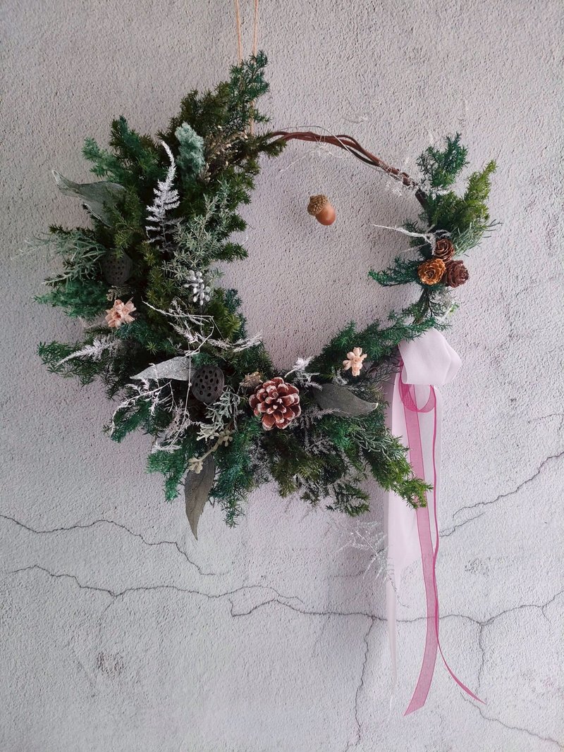 【一人成班】花藝-留白的花語 (半月型花圈) 永生聖誕花圈 - 植栽/花藝 - 植物．花 