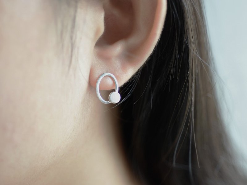 Nude - circle double geometry (925 sterling silver earrings) - Cpercent  jewelry - Earrings & Clip-ons - Sterling Silver Silver