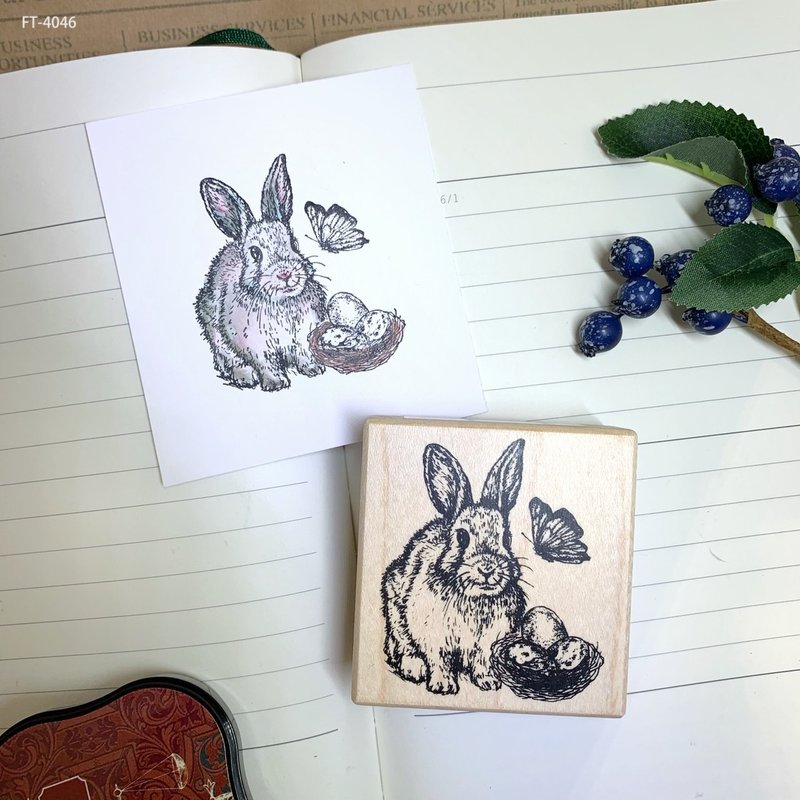 Maple Stamp- Rabbit and Egg FT-4046 - Stamps & Stamp Pads - Wood 