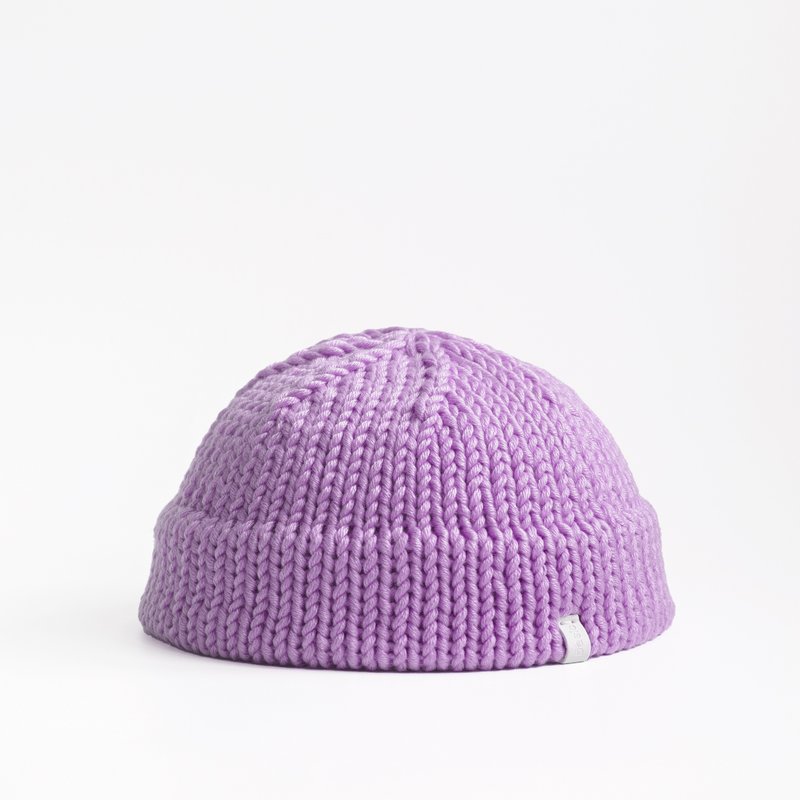 K026 Hand Woven Super Short Beanie Sailor Cap - Light Purple - Hats & Caps - Cotton & Hemp Purple