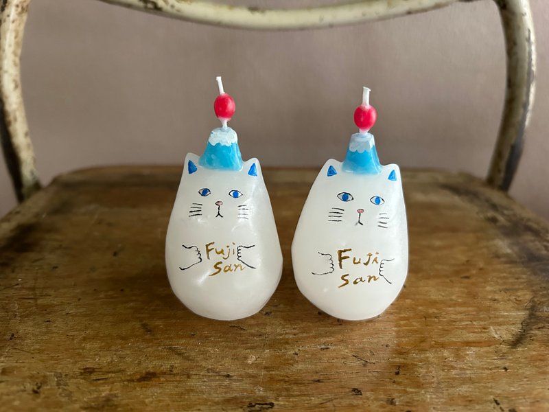 Fuji cat - เทียน/เชิงเทียน - ขี้ผึ้ง สีน้ำเงิน