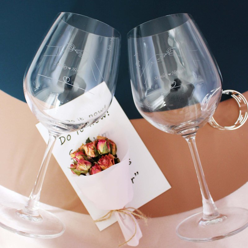 Minimalist簡單愛系列|訂製天生一對紅酒對杯—文字雕刻 - 酒杯/酒器 - 玻璃 