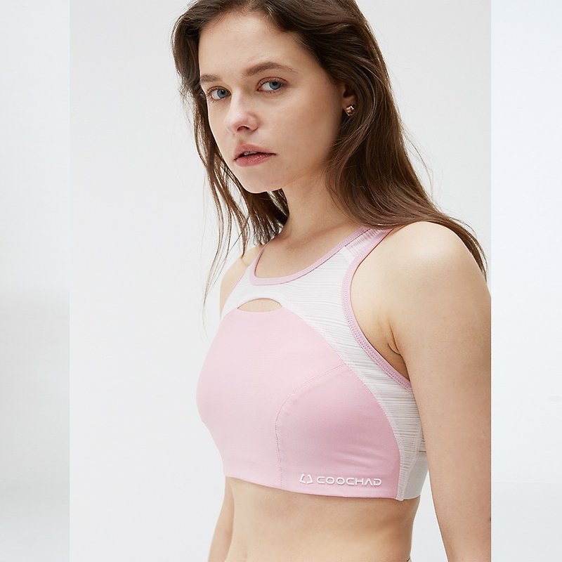 Cue Bra iced quick-drying sports underwear | natural function copper ammonia silk | pink/white - ชุดชั้นในกีฬาผู้หญิง - วัสดุอื่นๆ สึชมพู