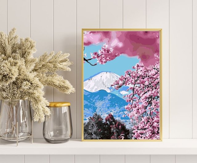 富士山の桜 クリエイティブデジタル油絵【風景画】 - ショップ manto