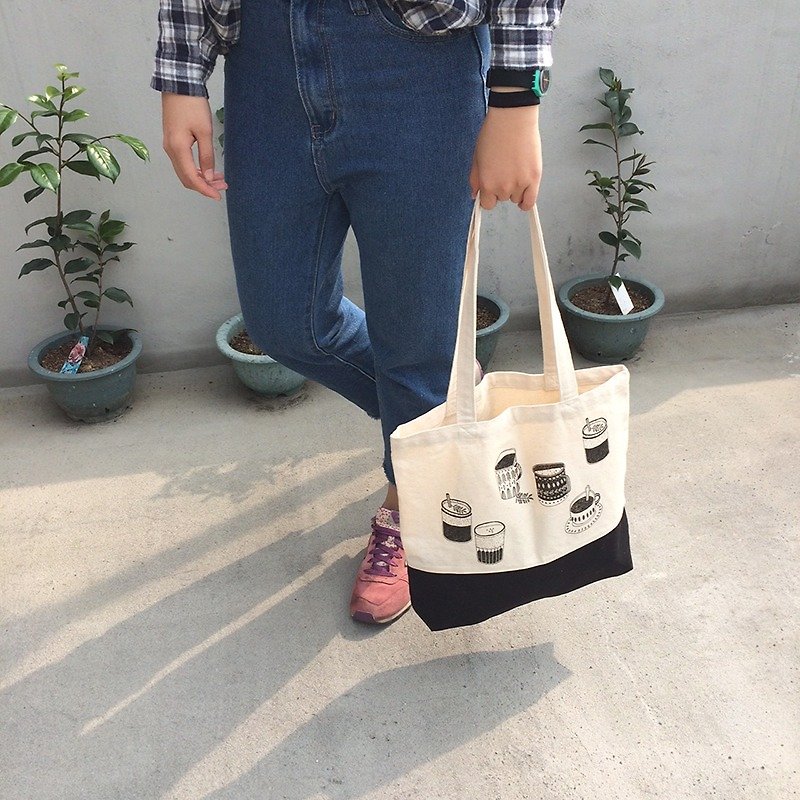 Tote bag-Coffee together - Messenger Bags & Sling Bags - Other Materials Black