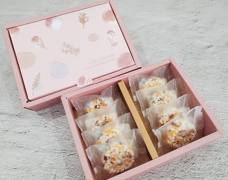 Japanese walnut and rice cracker gift box with bag - Handmade Cookies - Other Materials Pink