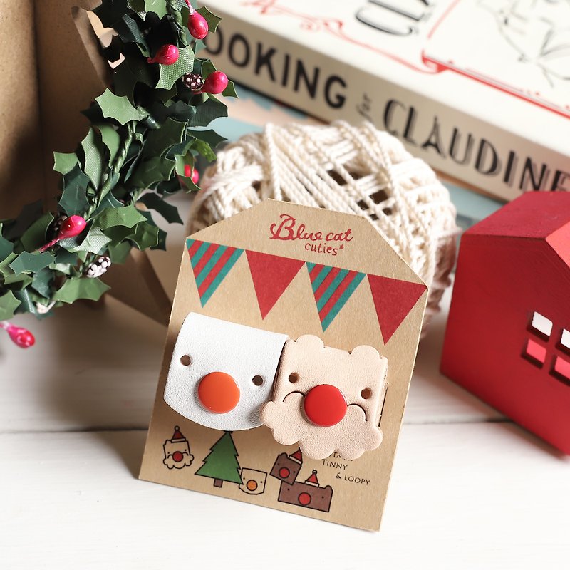 [Christmas Gift Exchange Gift] Xmas Tinny Real Leather Hub Old Man Snowman 2 pieces - Gadgets - Genuine Leather White