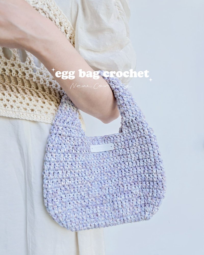 Zilin eggshell bag small size - กระเป๋าคลัทช์ - ผ้าฝ้าย/ผ้าลินิน สีม่วง