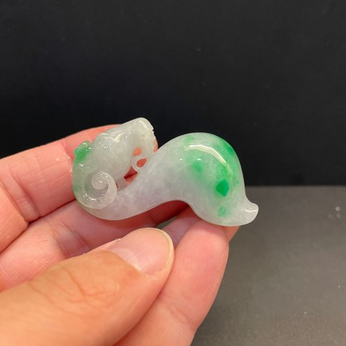 元元圓滾滾 水晶手鍊 瀚玉珠寶 天然A貨翡翠 白底青羊勾 天然緬甸玉 特色翡翠小擺件