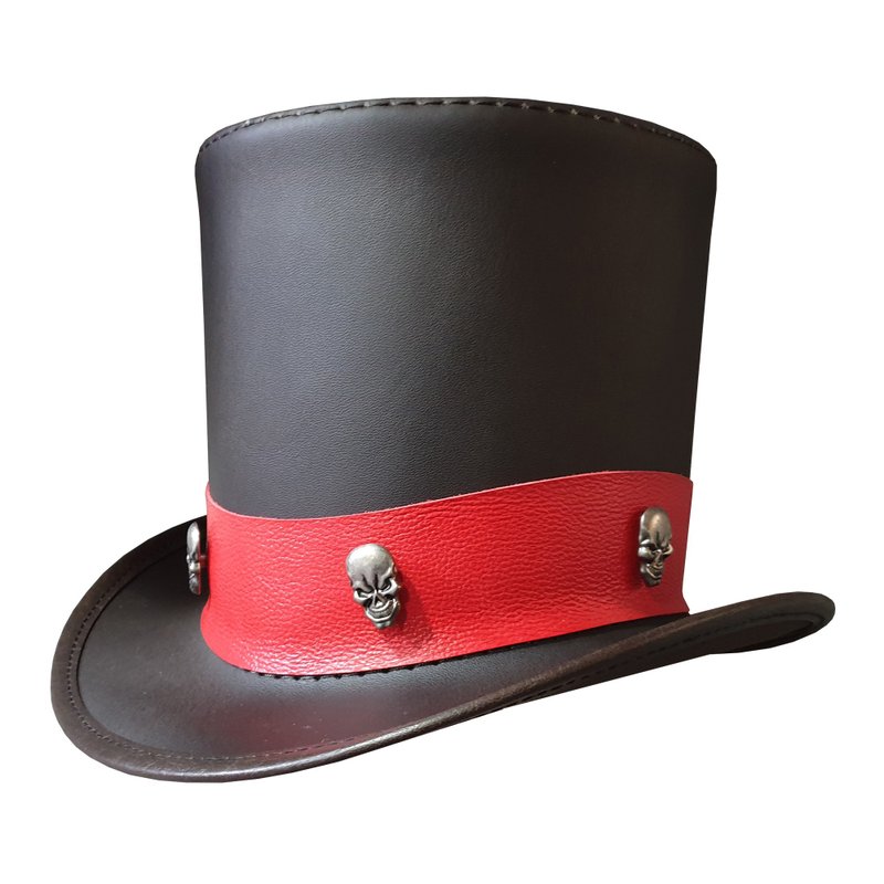 Ringmaster Brown Leather Top Hat - หมวก - หนังแท้ สีนำ้ตาล