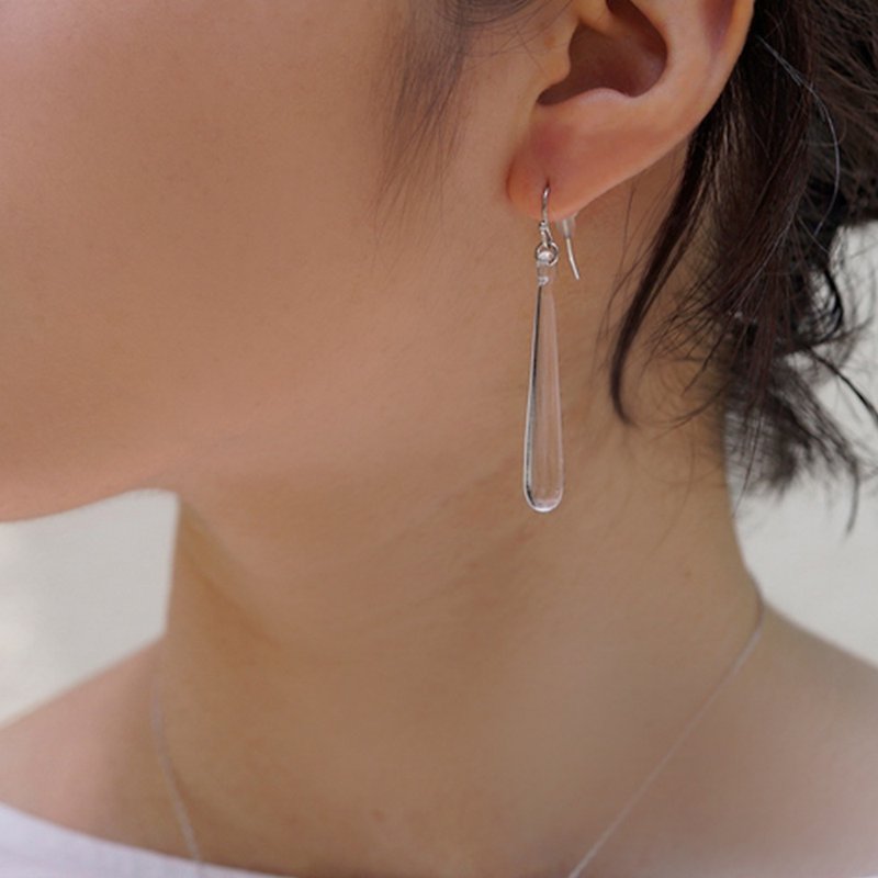 Raindrops Dada handmade glass earrings - Earrings & Clip-ons - Glass Transparent