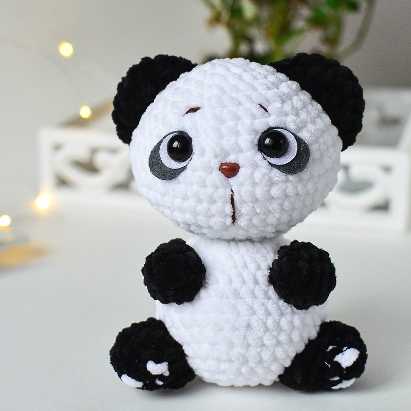 Panda cub bear crochet pattern, amigurumi animals, PDF English easy tutorial, di - 編織/羊毛氈/布藝 - 繡線 