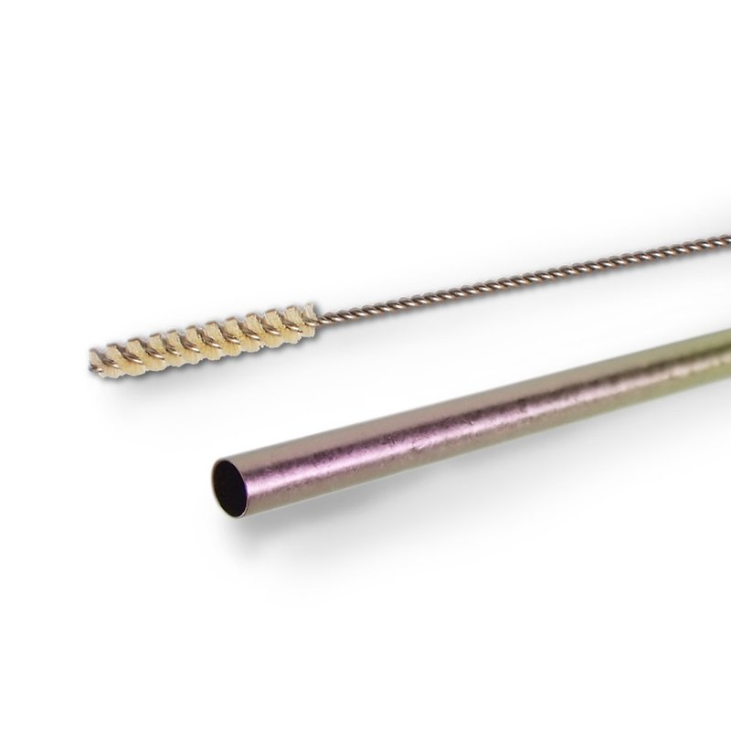 [Made in Japan Horie] Titanium Love the Earth-Pure Titanium ECO Environmental Straw Straw-Romantic Powder + Straw Brush with Log Handle - Reusable Straws - Other Metals Pink