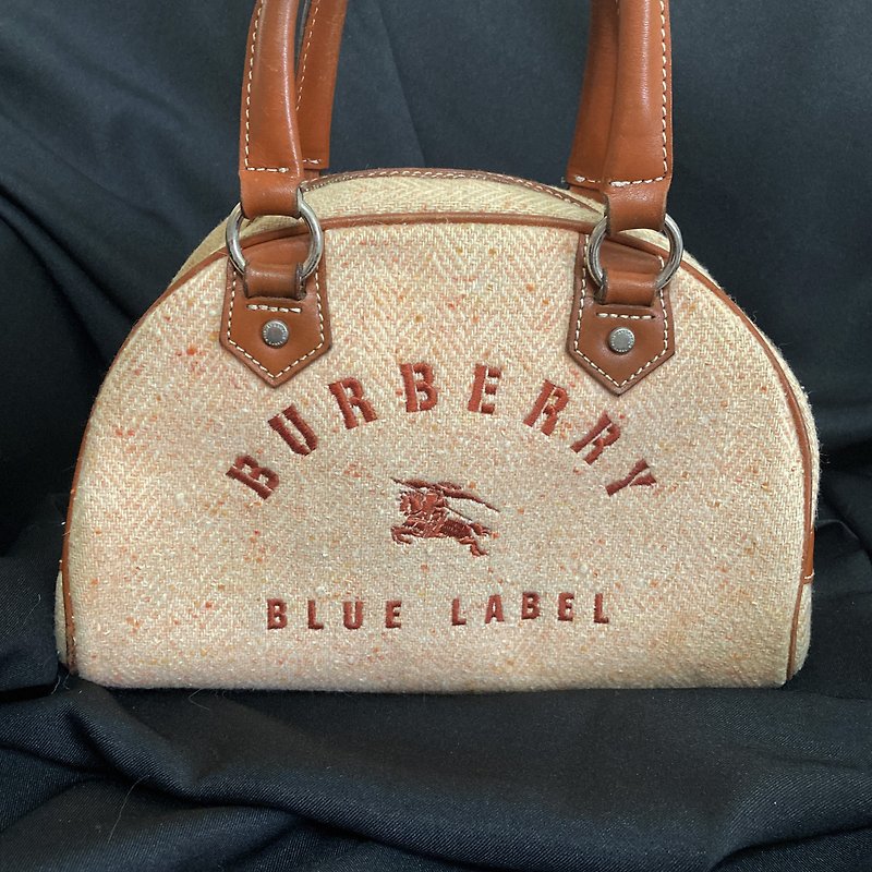 Burberry Japanese Blue Label Blue Label embroidered textured cloth antique bag vintage - Handbags & Totes - Other Materials Orange