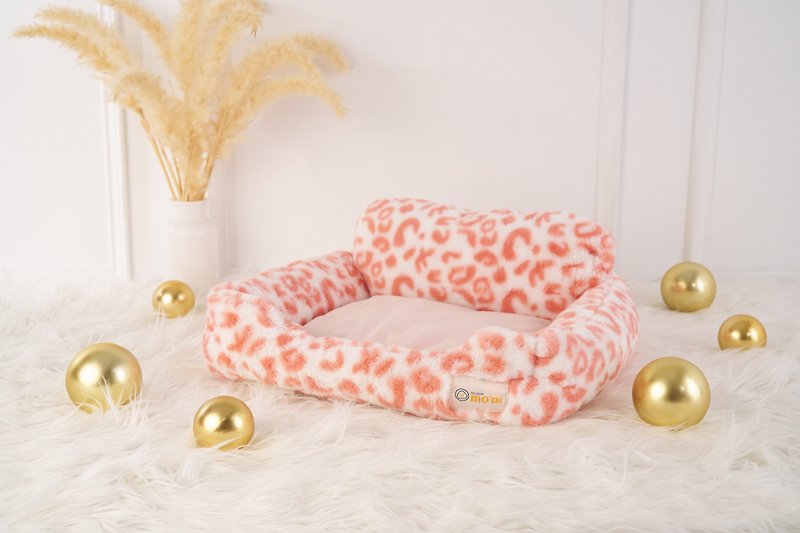 櫻花季春色上市-Mochi日本設計新發售- 櫻花豹紋寵物床 - 寵物床 - 聚酯纖維 粉紅色
