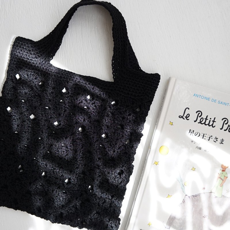 Ba-ba handmade Openwork tote bag No.MB18 - 手提包/手提袋 - 其他材質 黑色