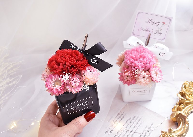English-style carnation potted flowers, dried flowers, immortal flower decorations, gifts for Chinese Valentine's Day gifts - ช่อดอกไม้แห้ง - พืช/ดอกไม้ สีแดง